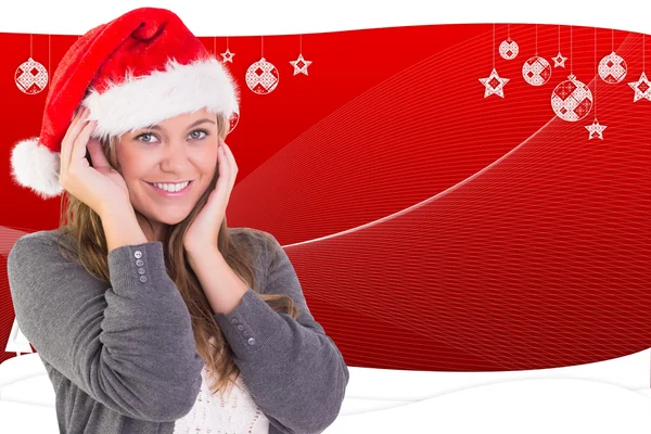 Festive blonde smiling at camera — Stock Photo, Image