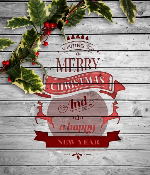 Composite image of christmas message with holly — Stock Photo, Image