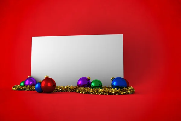 Plakat z kolorowymi dekoracjami świątecznymi — Zdjęcie stockowe