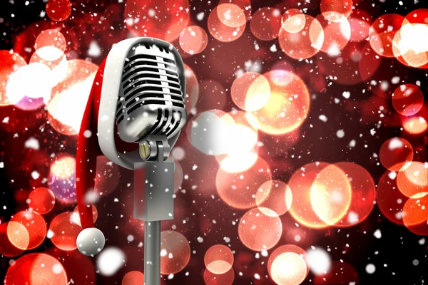 Microfone com chapéu de Santa — Fotografia de Stock