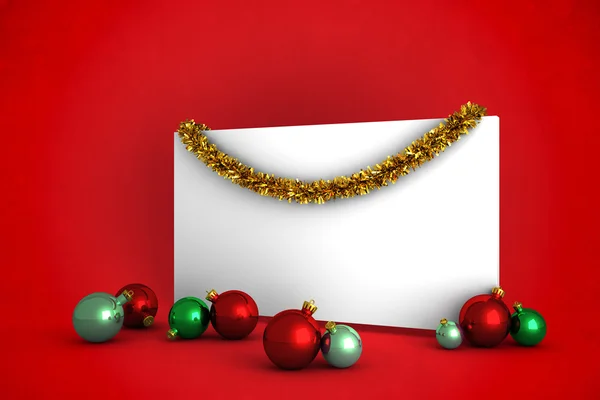 Плакат с красочными рождественскими украшениями — стоковое фото