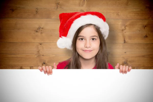 Niña festiva mostrando tarjeta — Foto de Stock