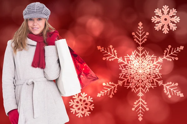 Happy blonde in winter clothes posing — Stock Photo, Image