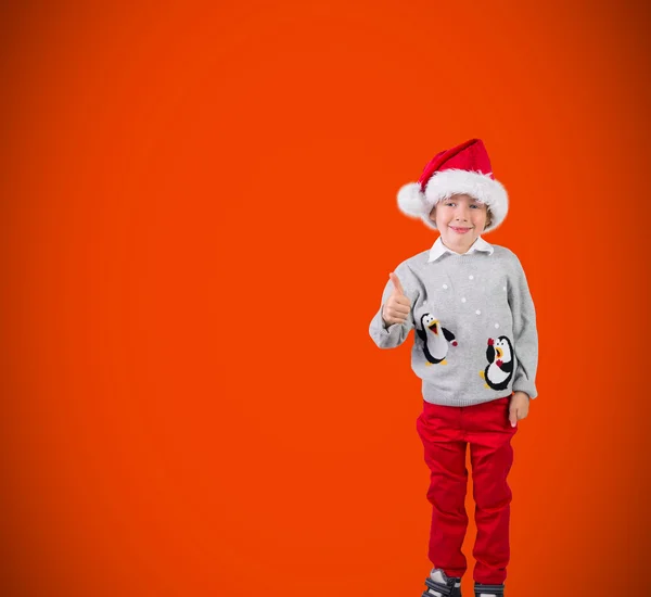 Imagen compuesta de niño festivo señalando — Foto de Stock