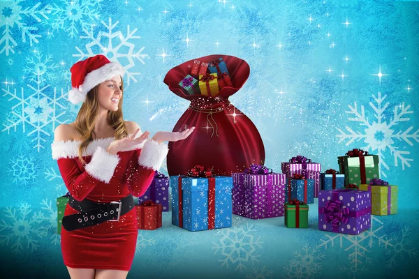 Seksi Noel Baba kız yardım sunma — Stok fotoğraf