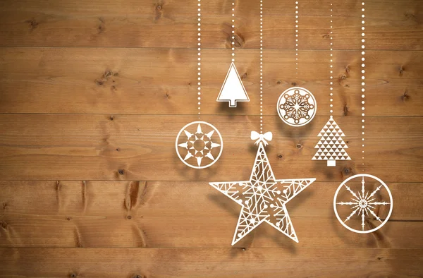 Composite image of hanging christmas decorations — Stock Photo, Image