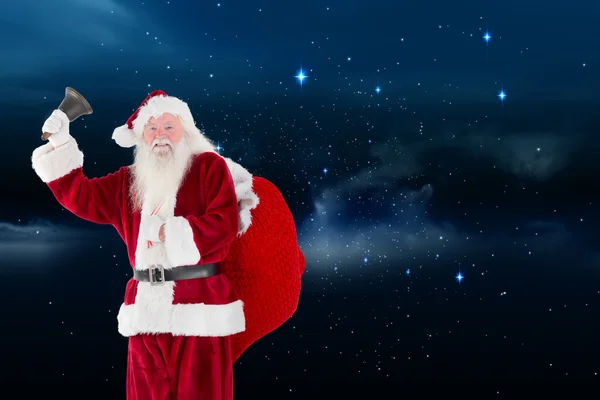 Imagen compuesta de Santa Claus sonando campana — Foto de Stock