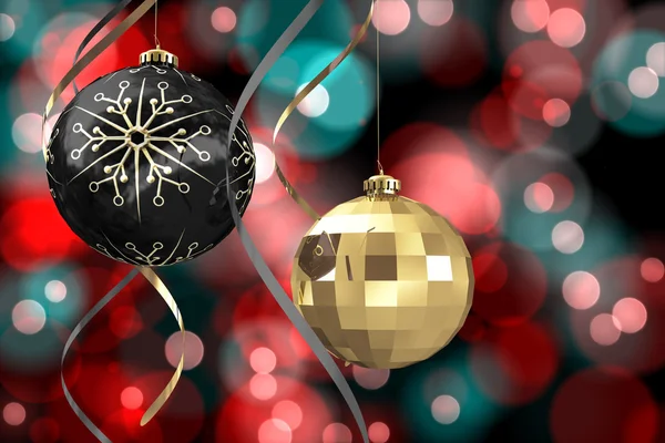 Imagem composta de pendurado Natal bauble decorações — Fotografia de Stock