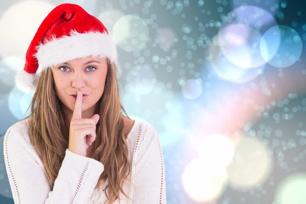 Festive blonde keeping a secret — Stock Photo, Image