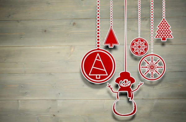 Composite image of hanging christmas decorations — Stock Photo, Image