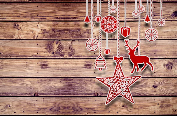 Složený obraz visí vánoční ozdoby — Stock fotografie