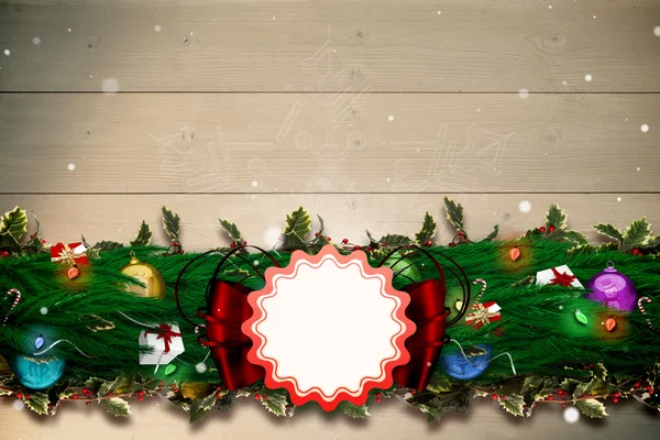 モミ枝クリスマス装飾花輪の合成画像 — ストック写真