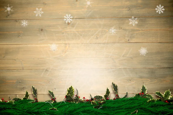 Композитное изображение еловой ветви Рождественской гирлянды — стоковое фото