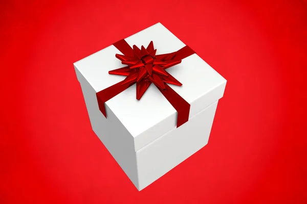 White and red gift box — Stock Photo, Image