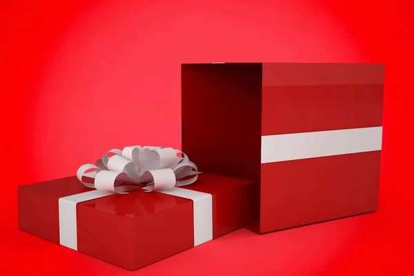 Caja de regalo roja y blanca — Foto de Stock