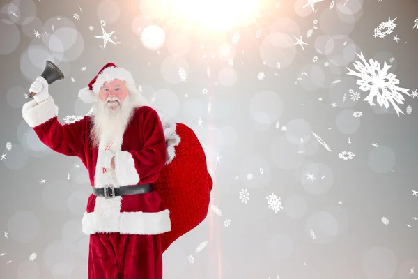 Composite image of santa claus ringing bell — Stock Photo, Image