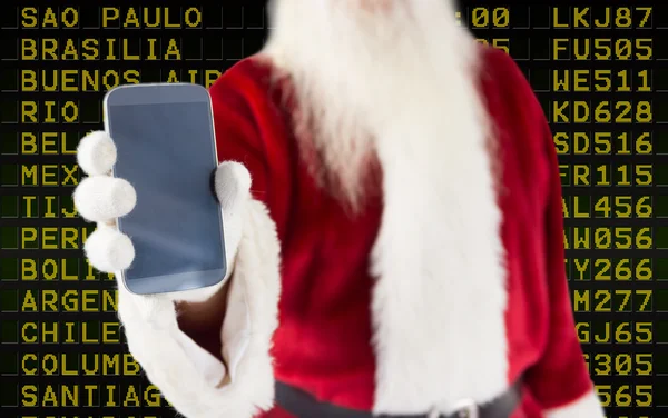 Noel Baba gösteren smartphone — Stok fotoğraf