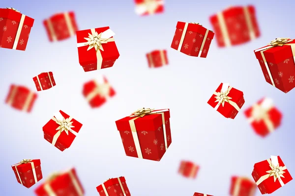 Image composite de cadeaux rouges et dorés — Photo