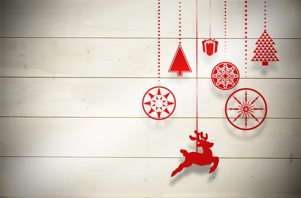 Imagem composta de pendurar decorações de Natal vermelho — Fotografia de Stock