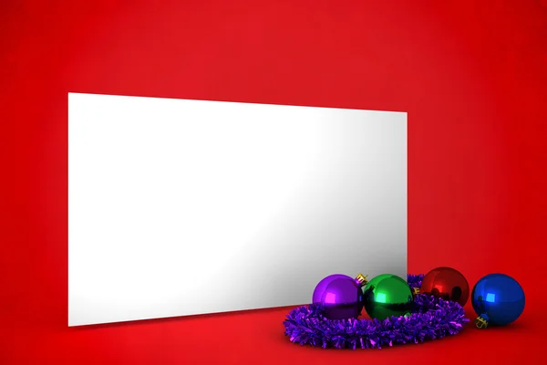 Plakat mit buntem Weihnachtsschmuck — Stockfoto