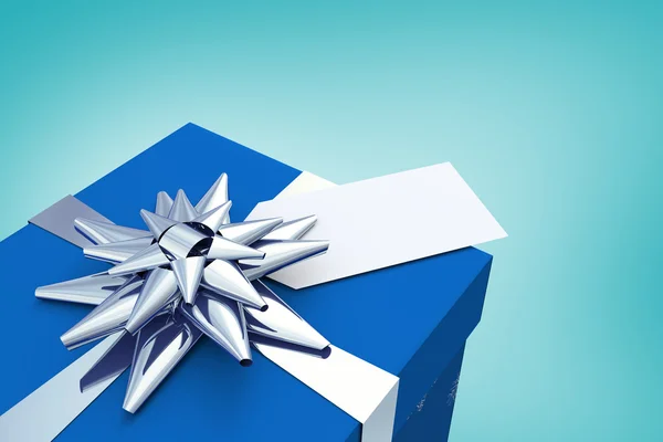 Blue and silver christmas gift — Stock Photo, Image