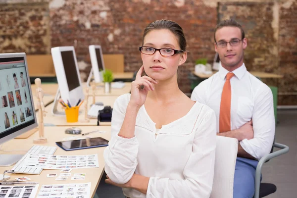 Portrait of photo editors in office — Stock Photo, Image