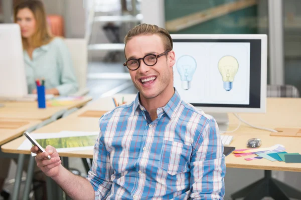 Smiling male photo editor in office — Stock Photo, Image