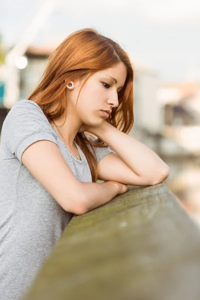 Sad redhead thinking about her life — Stock Photo, Image