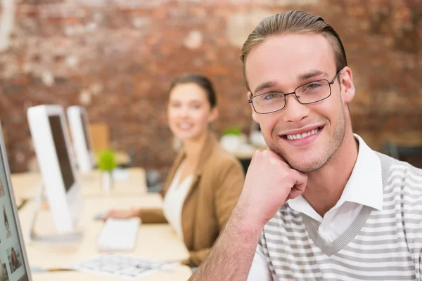 Casual male photo editor in office — Stock Photo, Image