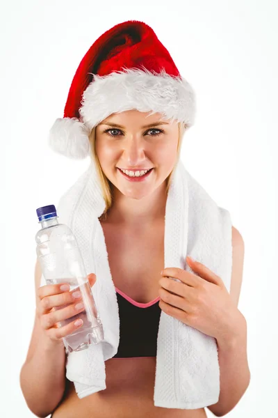 Fiesta en forma rubia sonriendo a la cámara — Foto de Stock