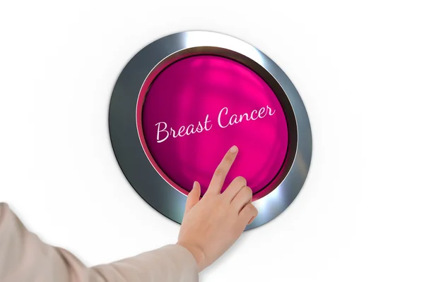 Kézi mell rák tudatosság rózsaszín gomb megnyomásával — Stock Fotó