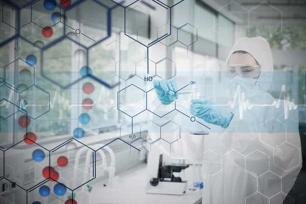 Chemist in protective suit working — Stock Photo, Image