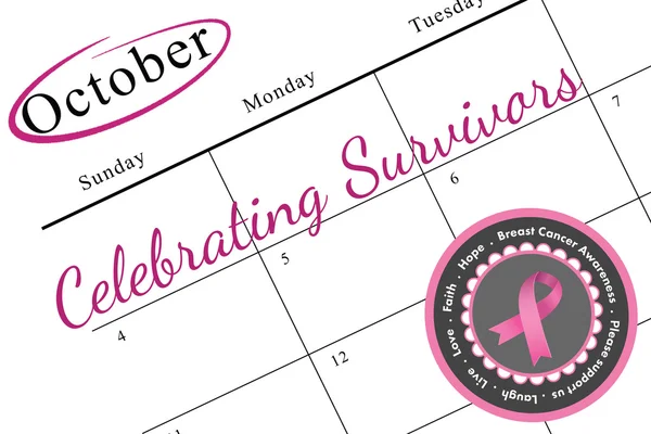 Mensaje de concientización sobre el cáncer de mama en rosa — Foto de Stock