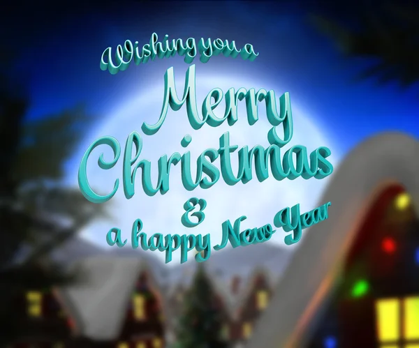 Merry christmas message under full moon — Stock Photo, Image