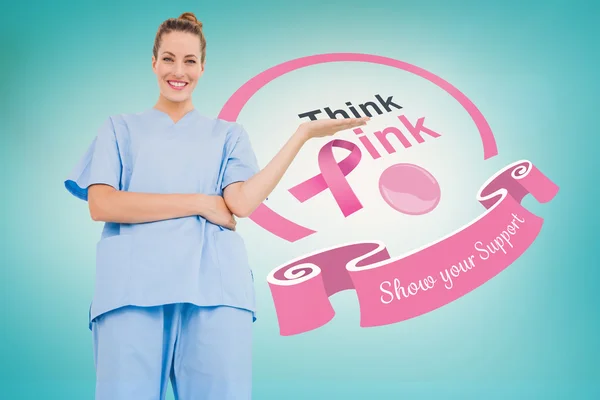Médico con mensaje de conciencia sobre el cáncer de mama —  Fotos de Stock