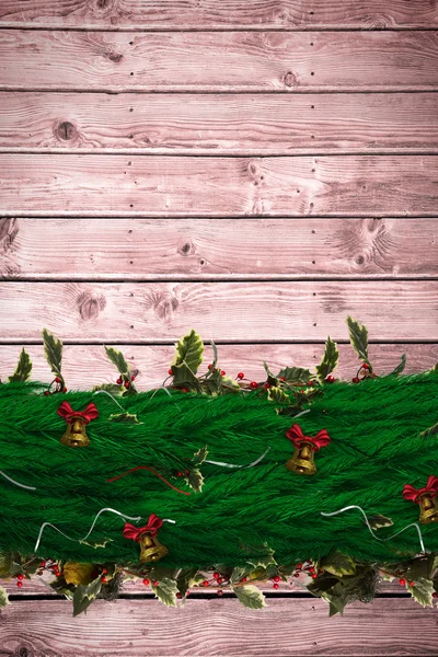 Fir branch Kerstmis decoratie garland — Stockfoto