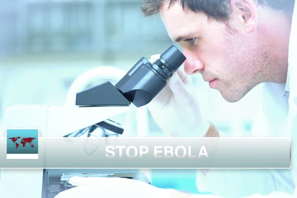 Ebola news flash with medical imagery — Stock Photo, Image