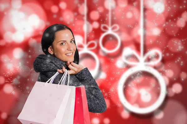 Sonriente mujer sosteniendo bolsa —  Fotos de Stock