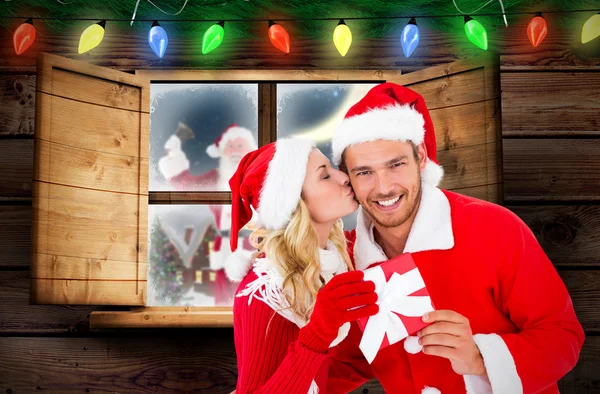 Image composite de jeune couple festif — Photo