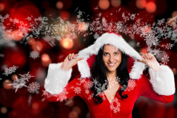 Seksi Noel kıyafetler giyen kadın bileşik görüntü — Stok fotoğraf