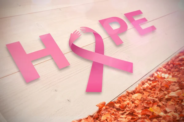 Immagine composita del cancro al seno messaggio di speranza — Foto Stock