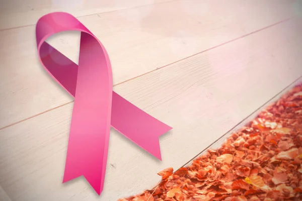 Sammansatt bild av breast cancer awareness ribbon — Stockfoto
