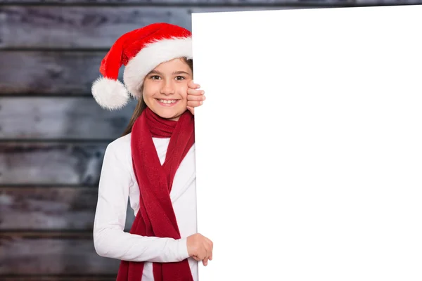 Festive little girl showing card — Stock Photo, Image