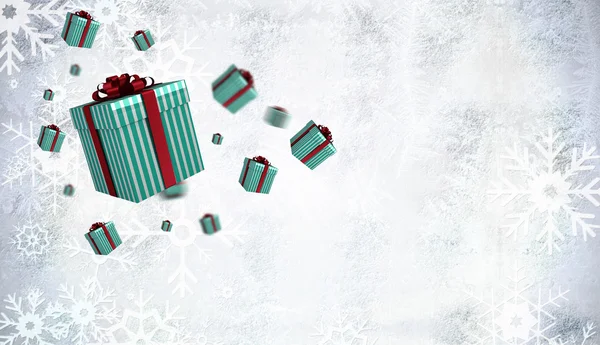 Image composite de cadeaux de Noël volants — Photo