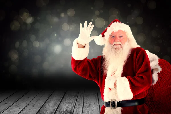 Święty Mikołaj macha — Zdjęcie stockowe
