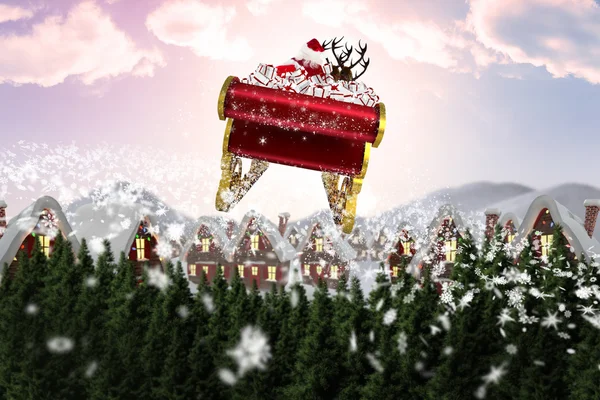 Composite image of santa flying his sleigh — Stock Photo, Image