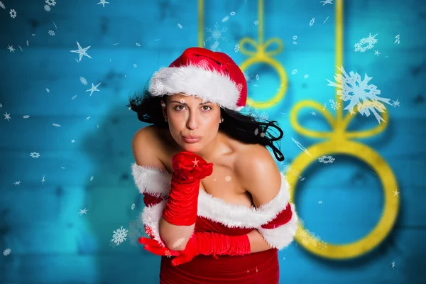 Immagine composita di donna che soffia bacio alla macchina fotografica — Foto Stock