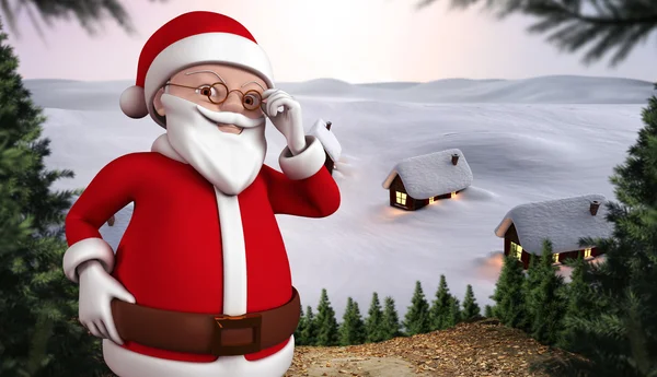 Composite image of cute cartoon santa claus — Stock Photo, Image