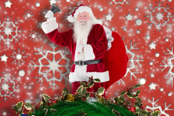 Composite image of santa claus ringing bell — Stock Photo, Image