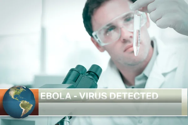 Ebola news flash with medical imagery — Stock Photo, Image